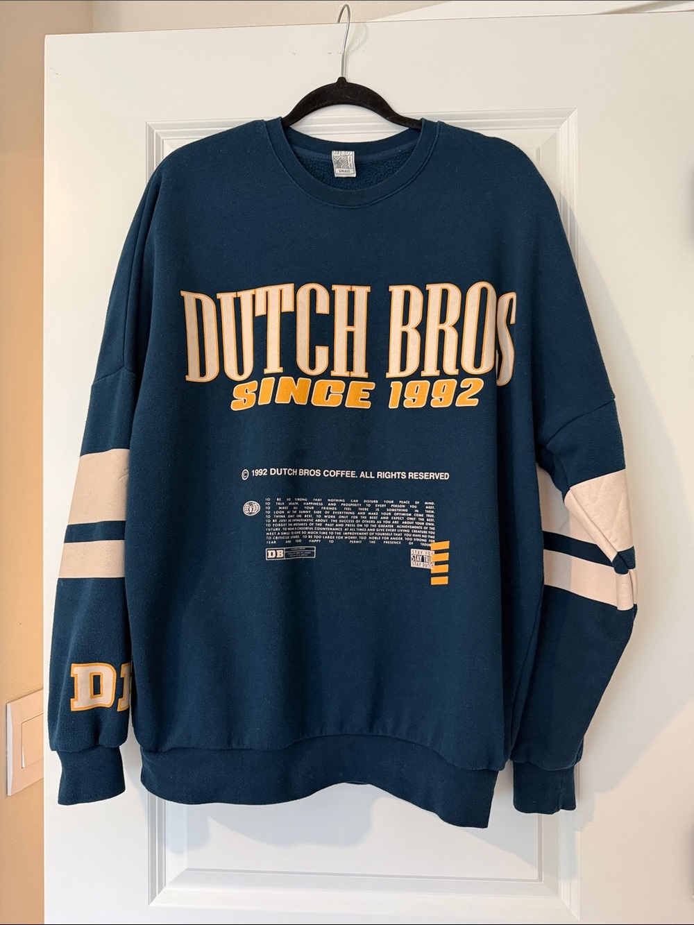Dutch Bros Rare Oversized Crewneck Color Block Sweatshirt
